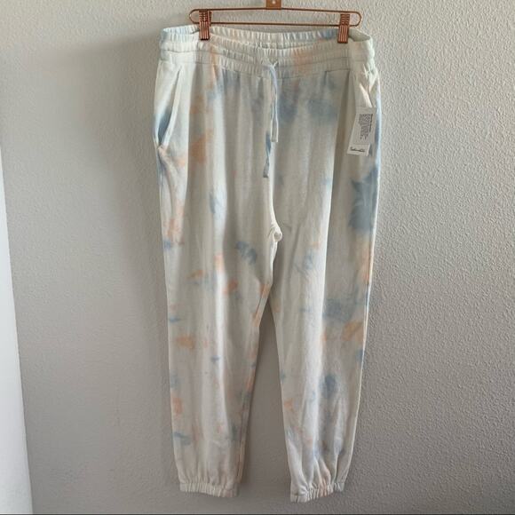 NWT Splendid Tie Dye Drawstring Jogger Sweatpants Pink Blue XL - Picture 1 of 14